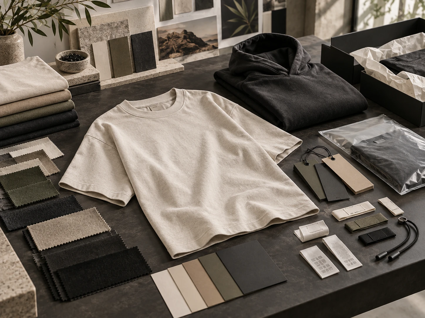 Coordinated T-shirt collection development with fabrics, garments and private label materials