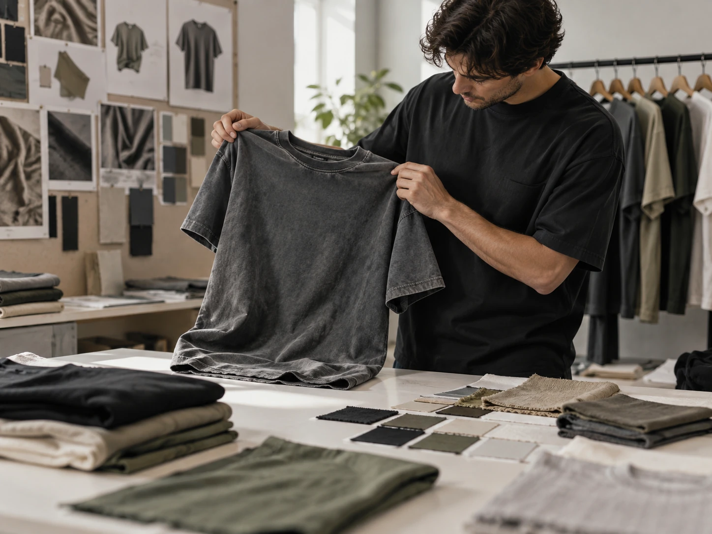 Custom washed men's T-shirt sample