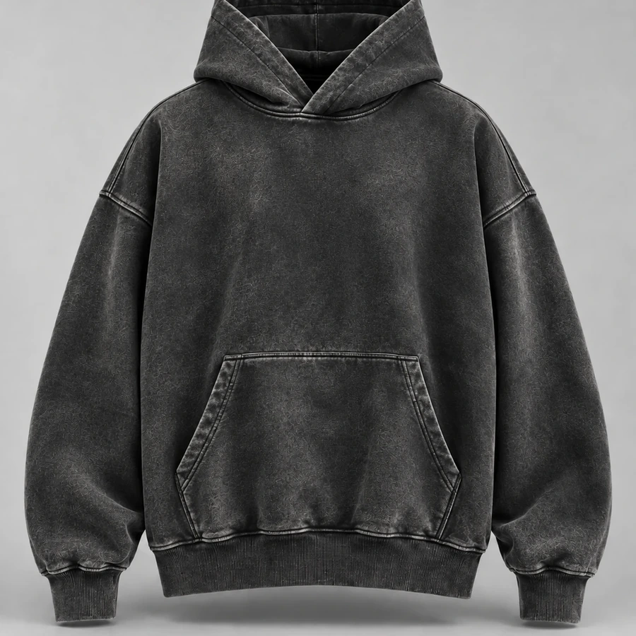 Vintage Washed Streetwear Hoodie, front product style reference