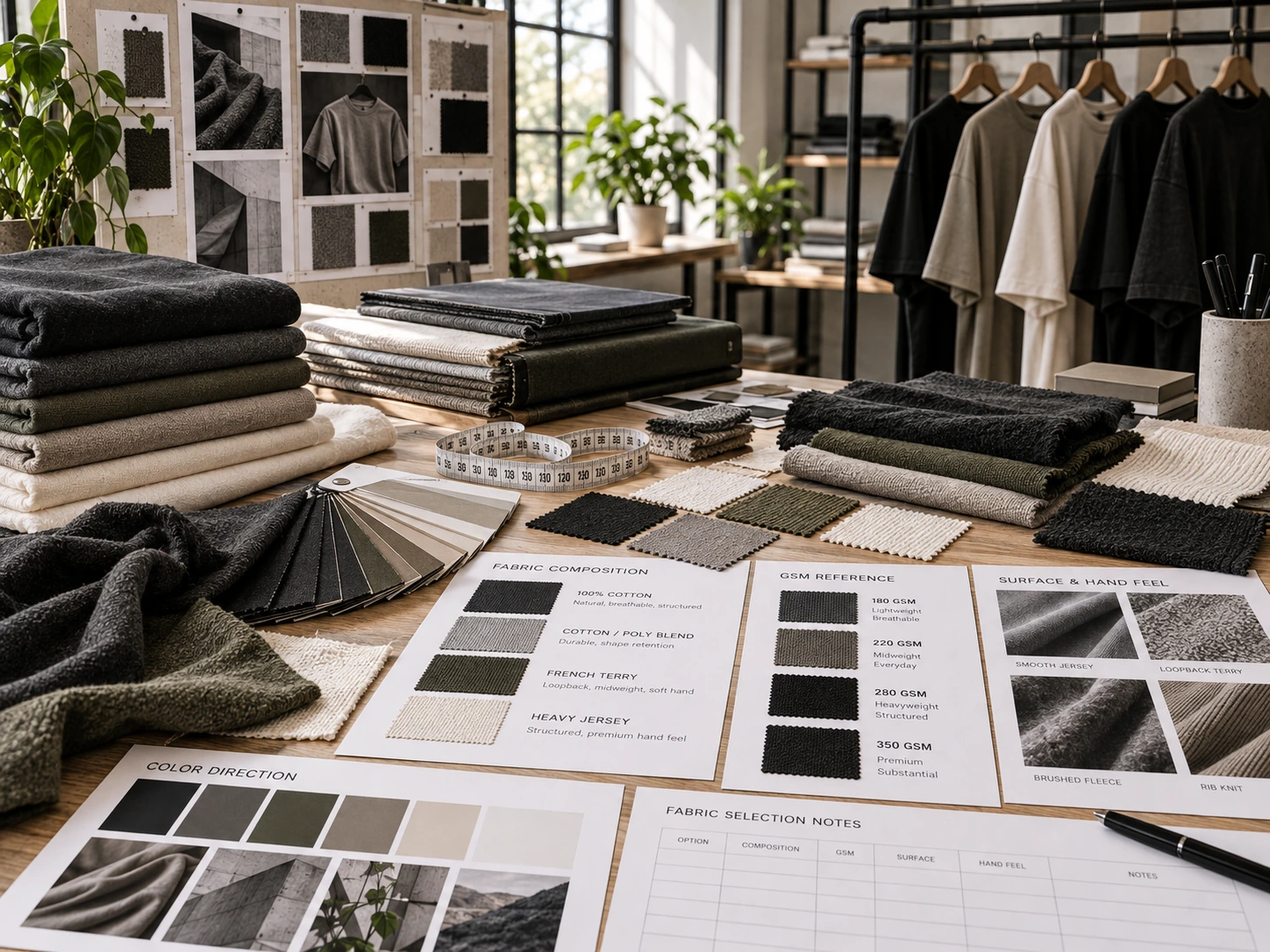 Streetwear fabric GSM and weight development with swatches